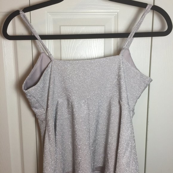 SILVER SPARKLE SPAGHETTI STRAP TOP - Picture 3 of 7